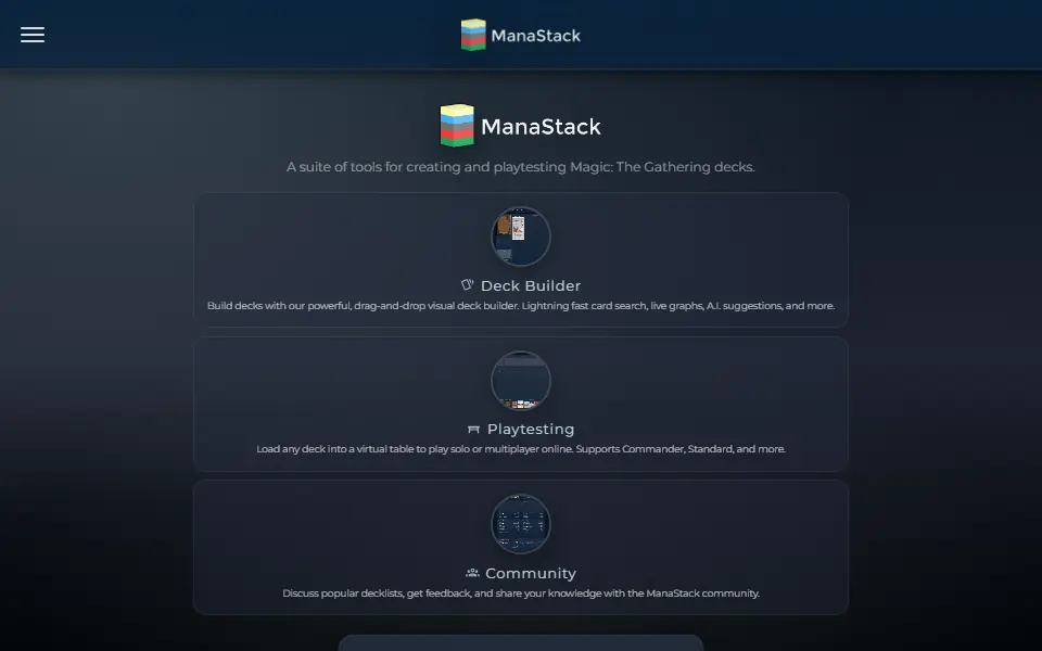 ManaStack interface screenshot