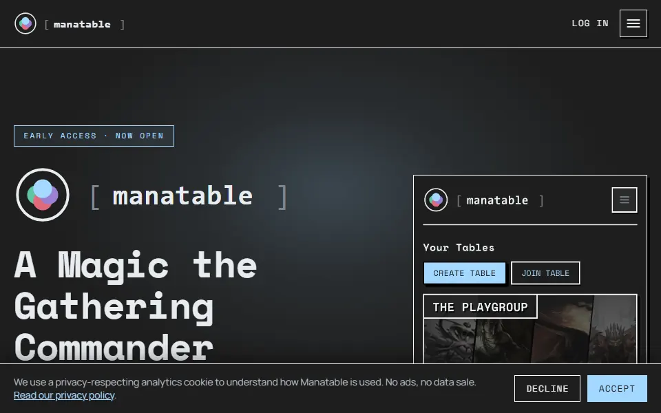 Manatable interface screenshot